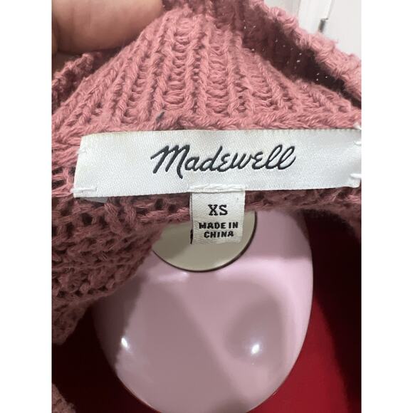 Madewell XS Cardigan Sweater Open Front Knit Pockets Mauve Rose Casual - Picture 2 of 8